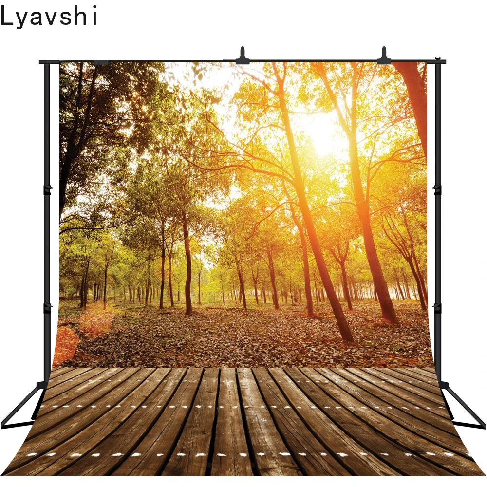 

Фон для фотосъемки с изображением парка Lyavshi, деревянная дорожка, опавшие листья, Осенний фон для фотостудии, реквизит для фотосъемки