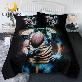 BlessLiving Football Summer Blanket Sports Air-conditioning Comforter Rugby Bedspread Padded Equipment Quilt Queen Size Edredon 1