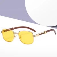 fashion square sunglasses women wood grain metal sunglass vintage sun glass men luxury brand design eyewear uv400 gradient shade