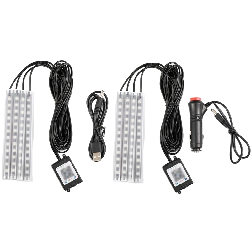 

4Pcs Car LED Atmosphere Lamp with APP Light Strip Bluetooth RGB Remote