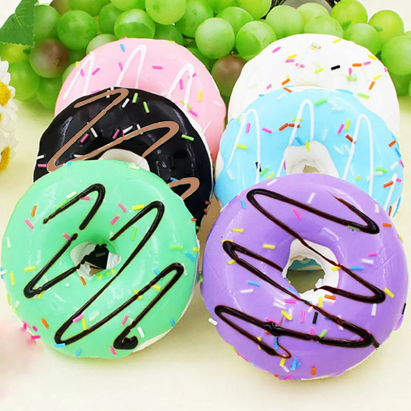 

6Colors Soft Simulation Model Artificial Foods Fake For Dining Cake Shop Home Tea Table Decoration PU Mini Doughnut Kitchen