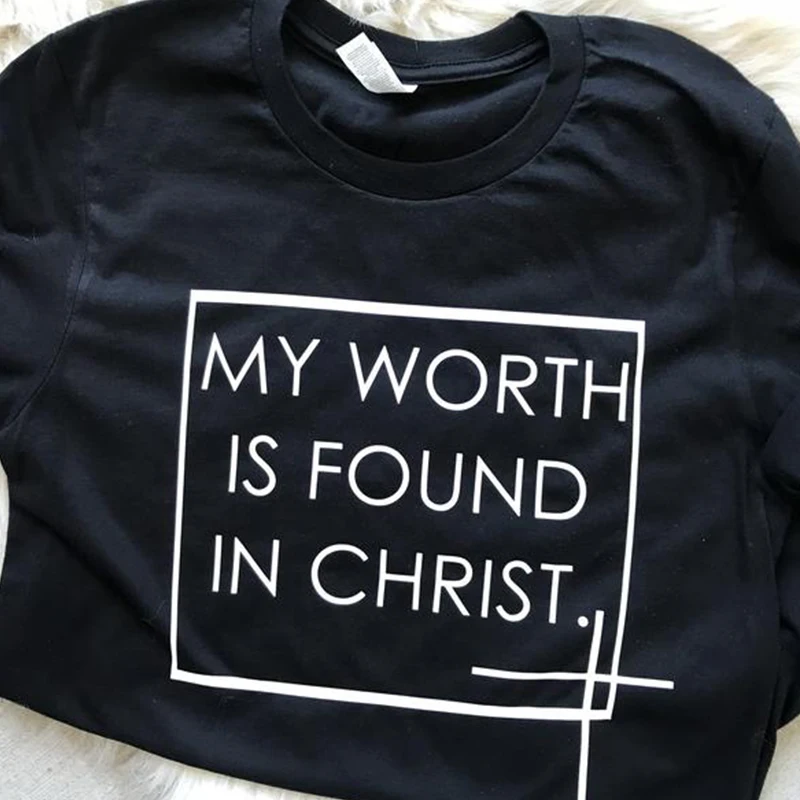 Футболка с надписью My Worth Is Found In христос женские модные топы христианской верой