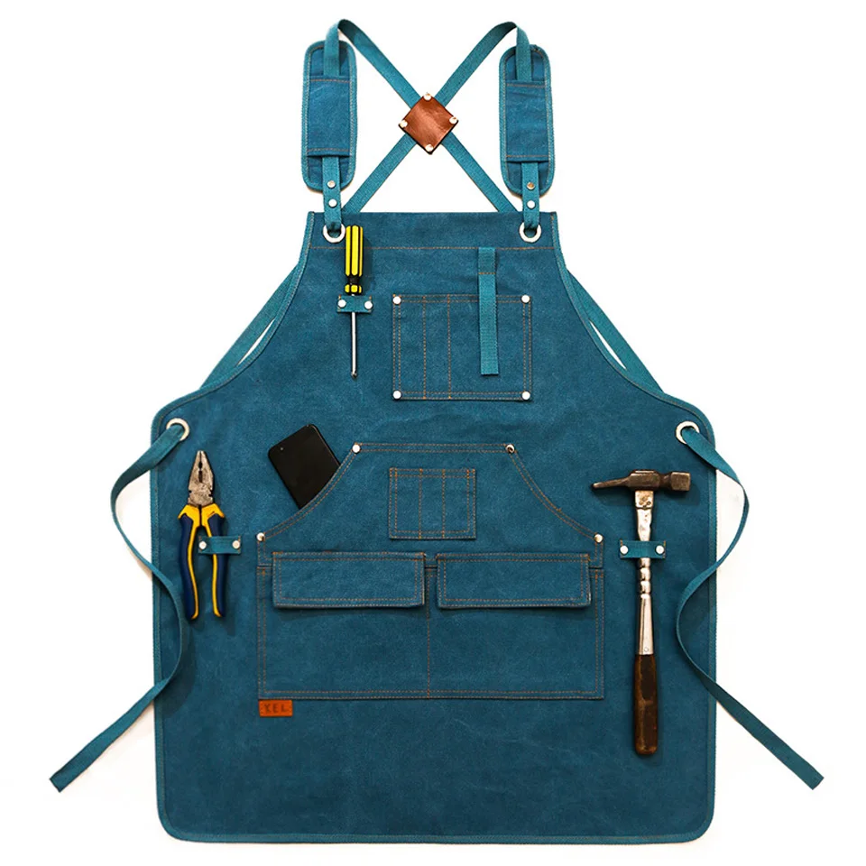 

Barber Canvas Aprons Kitchen Baking Cafe Restaurant Uniforms Men And Women Gardening Woodworking Overalls