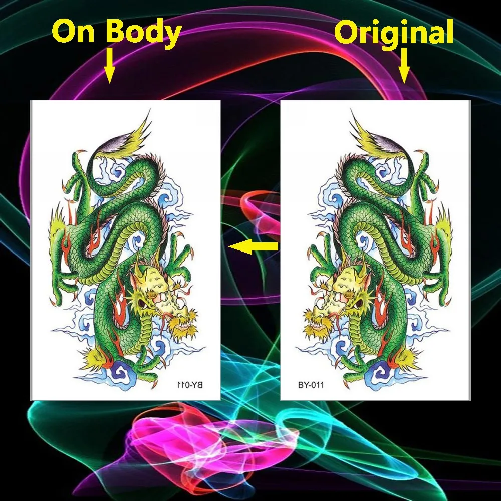 Водонепроницаемые временные тату-наклейки с изображением дракона поддельные
