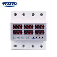 100a 3 phase din rail voltmeter ammeter adjustable over and under voltage current limit protection monitor relays protector