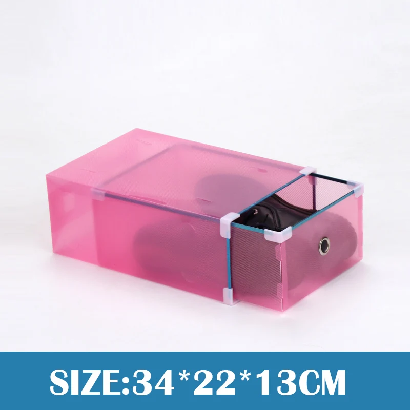 men pink(5pcs) 5 шт. утолщенный ящик коробка для хранения обуви прозрачный пластиковый органайзер обуви чехол Штабелируемый прямоугольник PP коробки для обуви Органайзер - Цвет: men pink(5pcs)