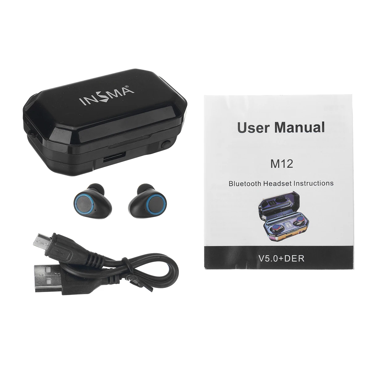 

INSMA M12 4000mAh bluetooth 5.0 Stereo Wireless Earphones Waterproof Earbuds With LED Display Sport Wireless Headsets Flashlight
