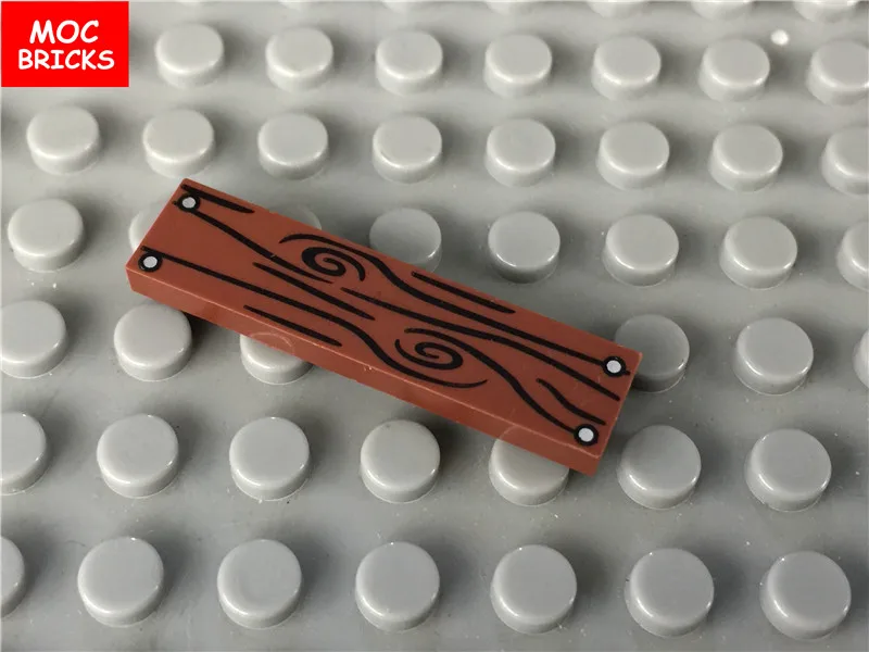 1X4 brown 10 шт./лот DIY печатные части могут плитка круглая 1x1, конверт, клавиатура, доска из дерева узор строительный блок кирпичи детские игрушки подарки - Цвет: 1X4 brown