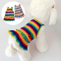 pet t shirt cherry embroidery puppy clothes pet summer knitted comfortable dog skirt stripe dog dress fashion puppy clothes