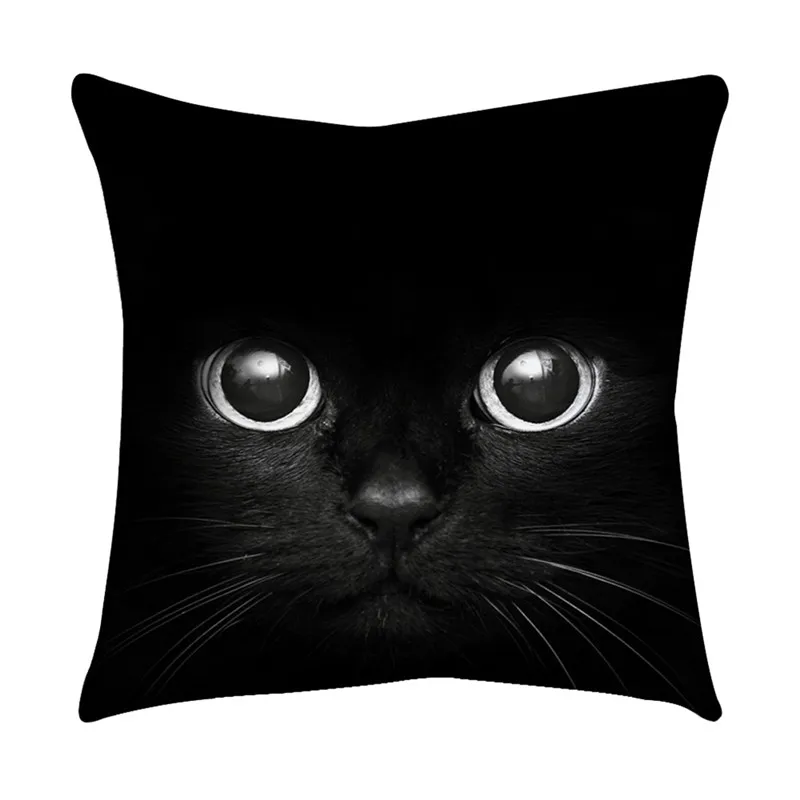 Подушка gajjar, Чехлы 45X45 см, черная, кошачьи глаза, с принтом, квадратная, льняная, наволочка для дивана, автомобиля, домашний декор, kussenhoes dieren funda cojin