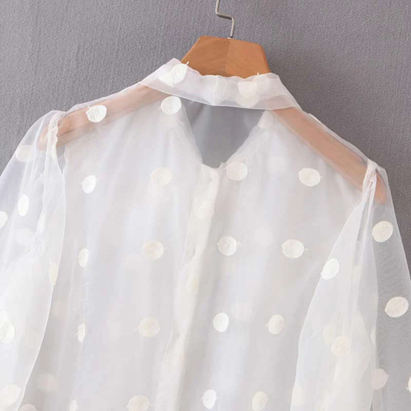 2019 осенние женские топы и блузки в горошек шифоновая блузка женская с бантом