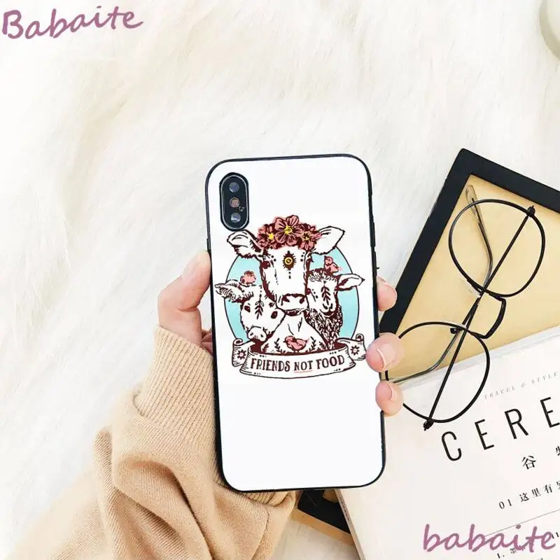 

Babaite Friends not Food Vegan Quote Phone Case For iPhone 8 7 6 6S Plus X XS MAX 5 5S SE XR 11 11pro promax 12 12Pro Promax