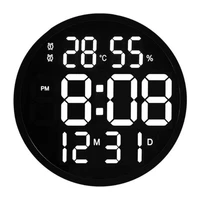 3d led digital wall clock multifunctional temperature humidity electronic clock 24 or 12 hour display alarm clocks with calendar