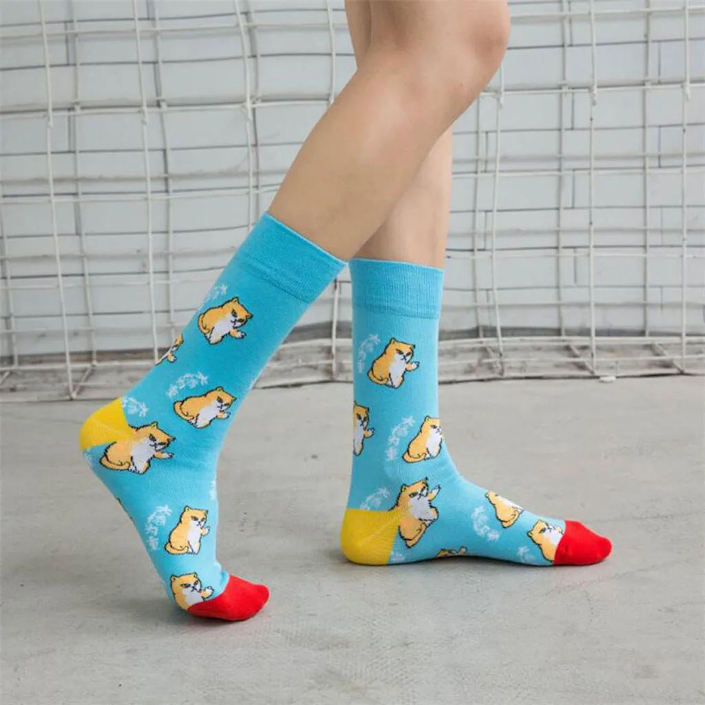 Socks Winter Warm Fashion Women Funny Cute Socks Casual Cotton Print Middle Socks Calcetines Meias W2