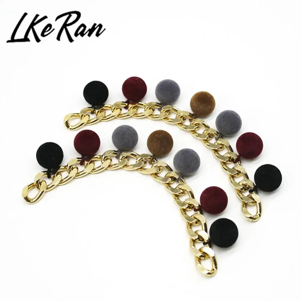 

New 190mm Aluminum Chain DIY Flocking Beads Decorative Chain For Garment Sewing Accessories Metal Pearl Bikini Connectors Buckle