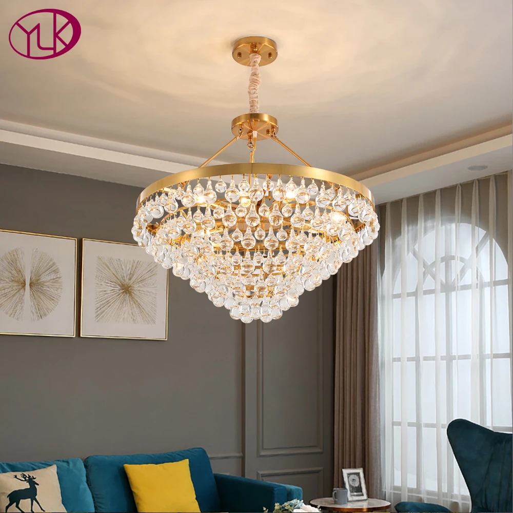 Современная Золотая хрустальная люстра светильник украшение для дома Подвесная