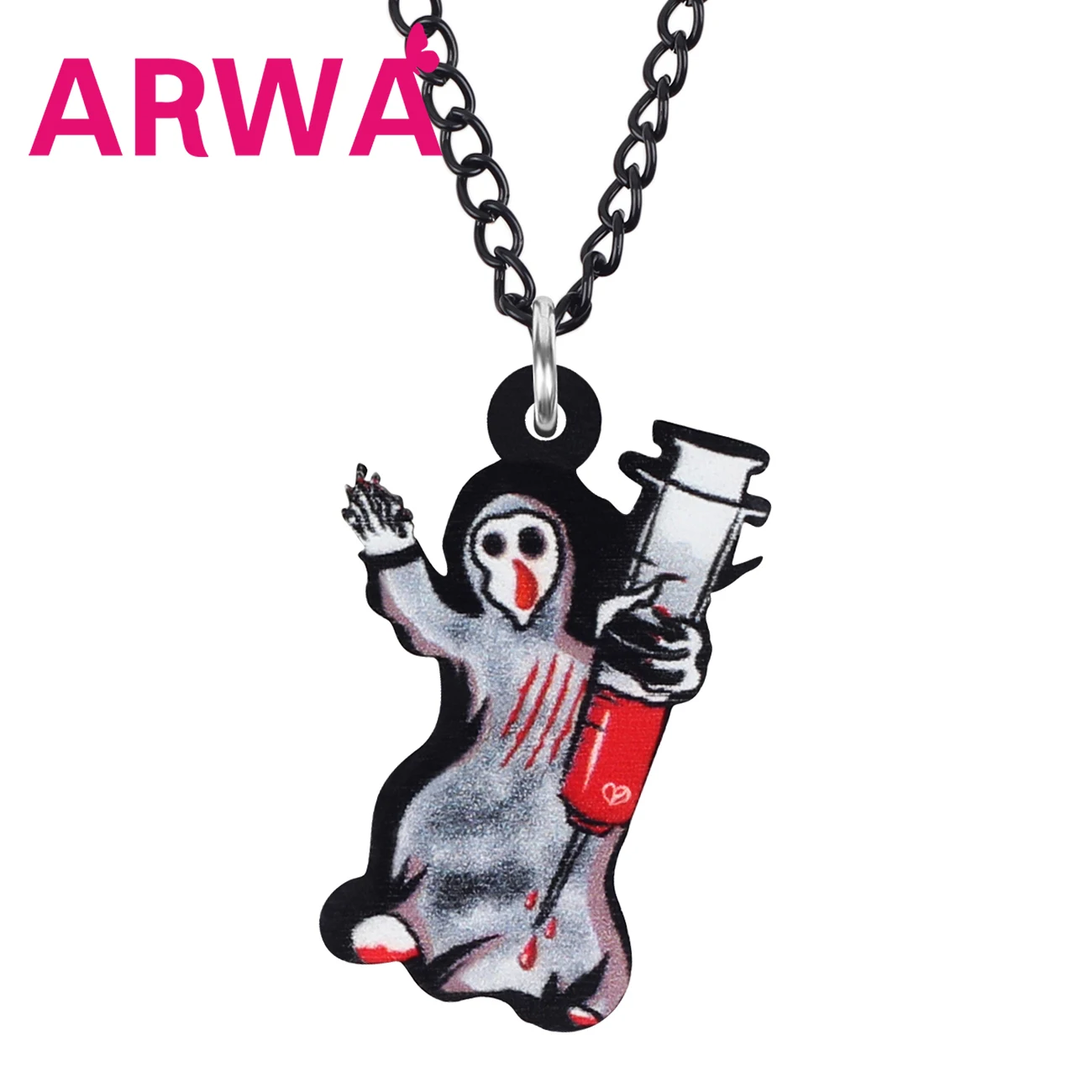 Акриловый шприц ARWA для Хэллоуина с кровью семейное колье Женская цепочка