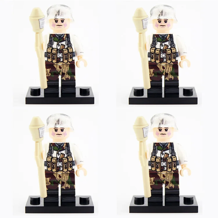 D7-4PCS WW2 военная армия солдат фигурки строительные блоки Minifigs армейский солдатский шлем оружие шарф аксессуары Кирпичи игрушки для детей - Цвет: D7-4PCS