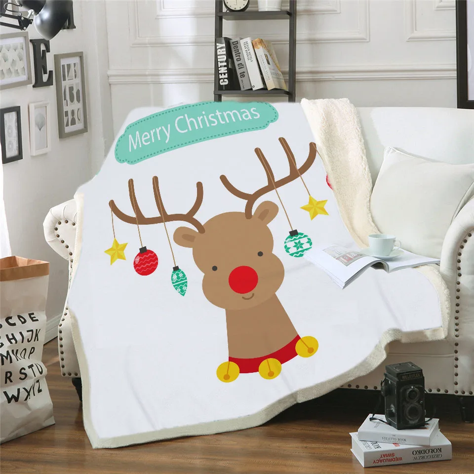 

Custom DIY Printing Blanket Elk and Moon Sherpa Fleece Microfiber Wearable Blanket Deer Animal Moonlight Manta