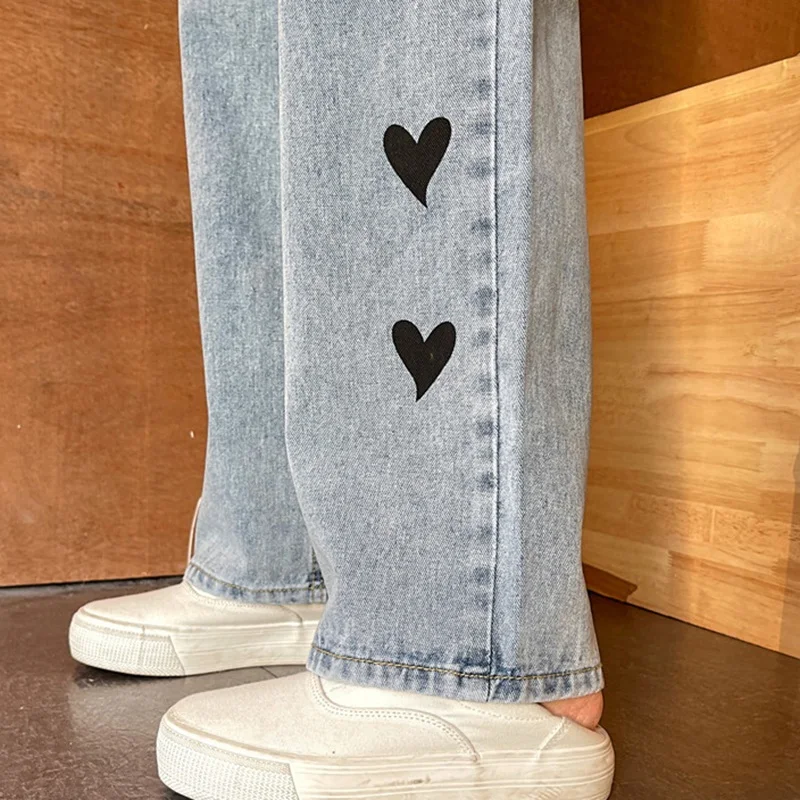 

2021 Korean Style Thin Fashionable Wide Leg Trousers Cotton Bomb High Waist Jeans Female Spring Summer New