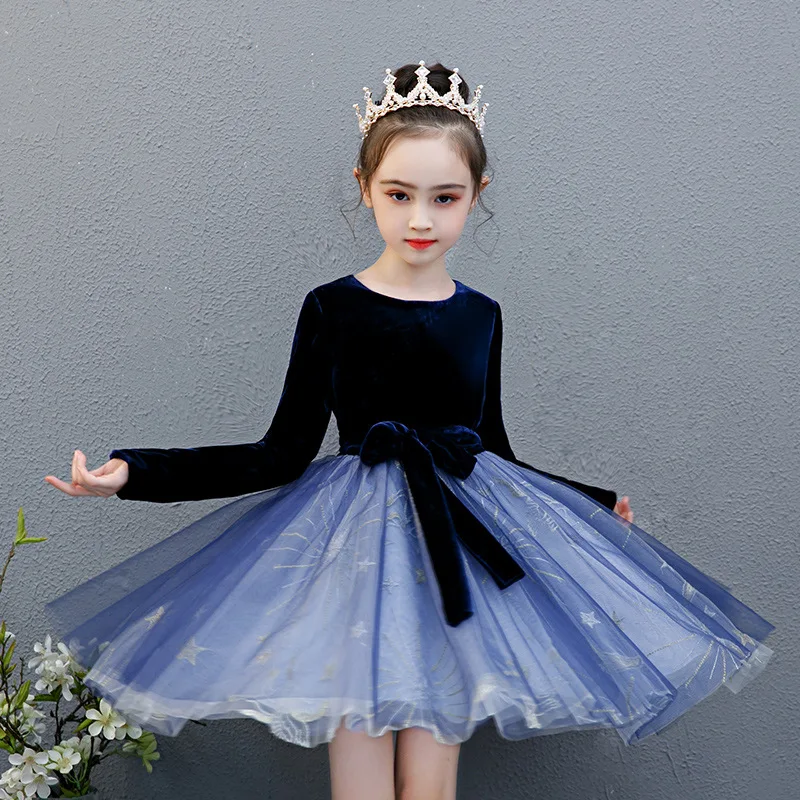

Exquisite Kids Holiday Dancewear Girls Long Sleeve Autumn Winter Short Birthday Princess Dress Family Event Christmas Clothes