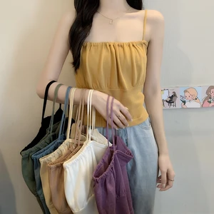 Summer French Minority Chic Top for Women Short Outer Wear Small Sling Ins Popular Net Red Inner Vest womens tops