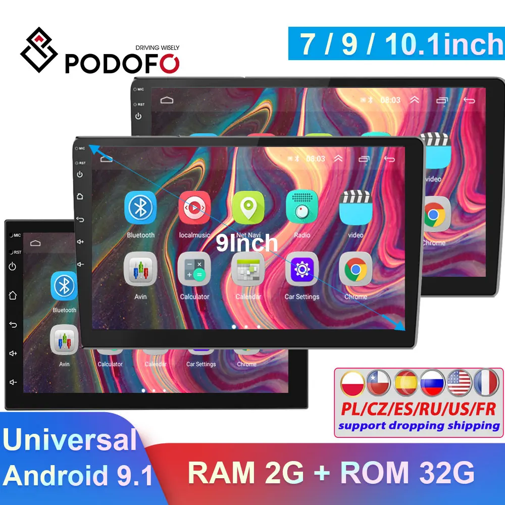 Podofo 2Din автомобильный Радио Android GPS мультимедийный видео плеер универсальный для