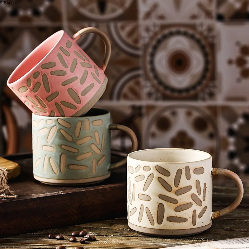 

Creative Water Cup Couple Ceramic Cup Retro Style Japanese Stoneware Mug Office Coffee Cup Home Breakfast Cup