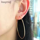 Большие круглые серьги-кольца для женщин, простые большие серьги-кольца золотого и золотого цвета, Ювелирное Украшение из стерлингового серебра 925 пробы