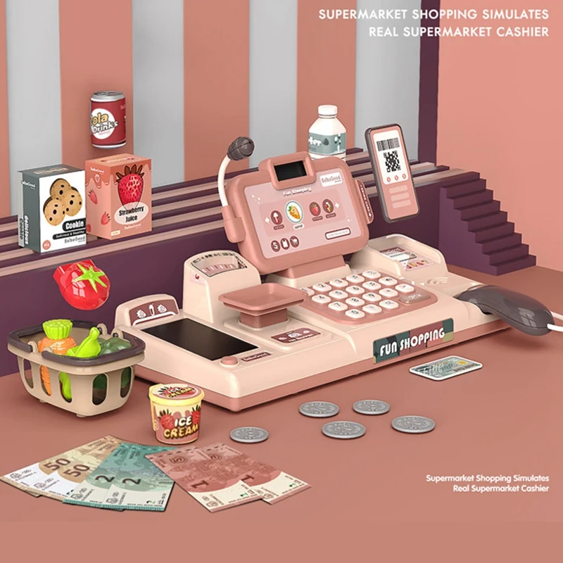 25Pcs Pretend Play Mini Simulation Electronic Supermarket Cash Register Kits Toys Multifunctional Kids Role Set | Спорт и