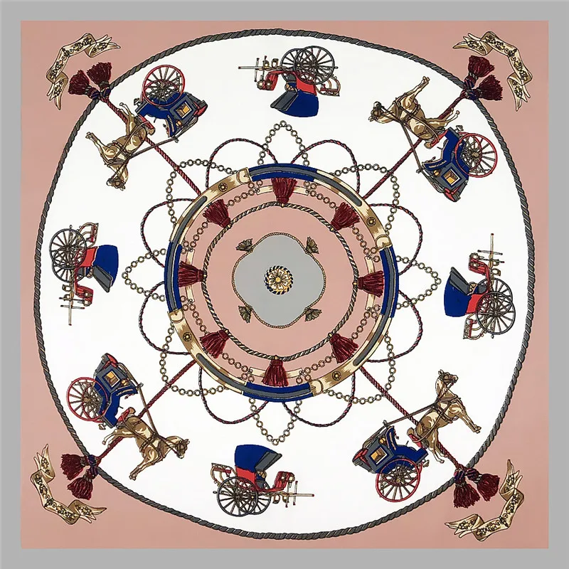 Женский шелковый шарф с кисточками и принтом маленькая бандана |