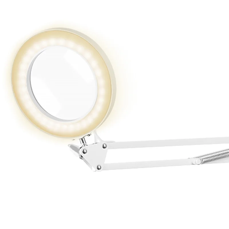 

HLZS-White LED Illuminated Lamp nifying Glass Table Clamp Soldering Third Hand Helping Tool Reading Welding 5X nifier