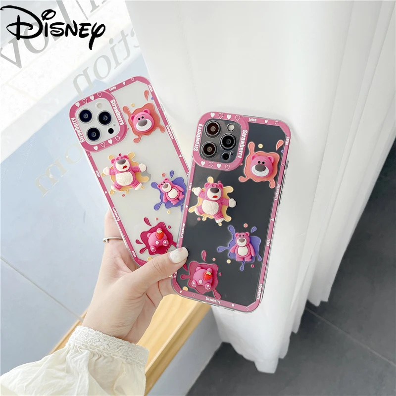 

Disney Cartoon Strawberry Bear Transparent Phone Case for iPhone12/12promax/se/xr/xs/xsmax/7p/8p/11pro/11promax/12mini/7/8/