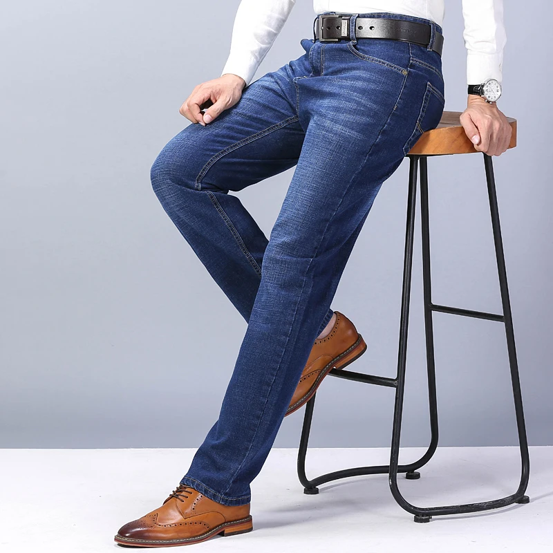 DIMI Casual Advanced Stretch Regular Fit Denim Trousers black Blue Pants Male New Men's Jeans Classic Style Business