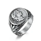 Мужское кольцо с монеткой из нержавеющей стали, Винтажное кольцо с римскими цифрами