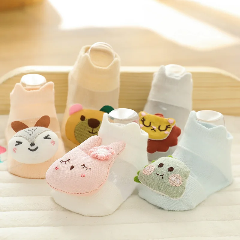 

Children's Socks Spring And Summer Mesh Thin Section Breathable Glass Silk Socks Boat Socks Three-Dimensional Cartoon Baby Socks