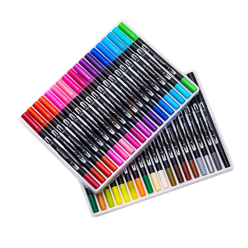 

12/36/48/60/72/100 cores fineliner ponta dupla escova arte marcador caneta aquarela canetas para desenho pintura caligrafia art