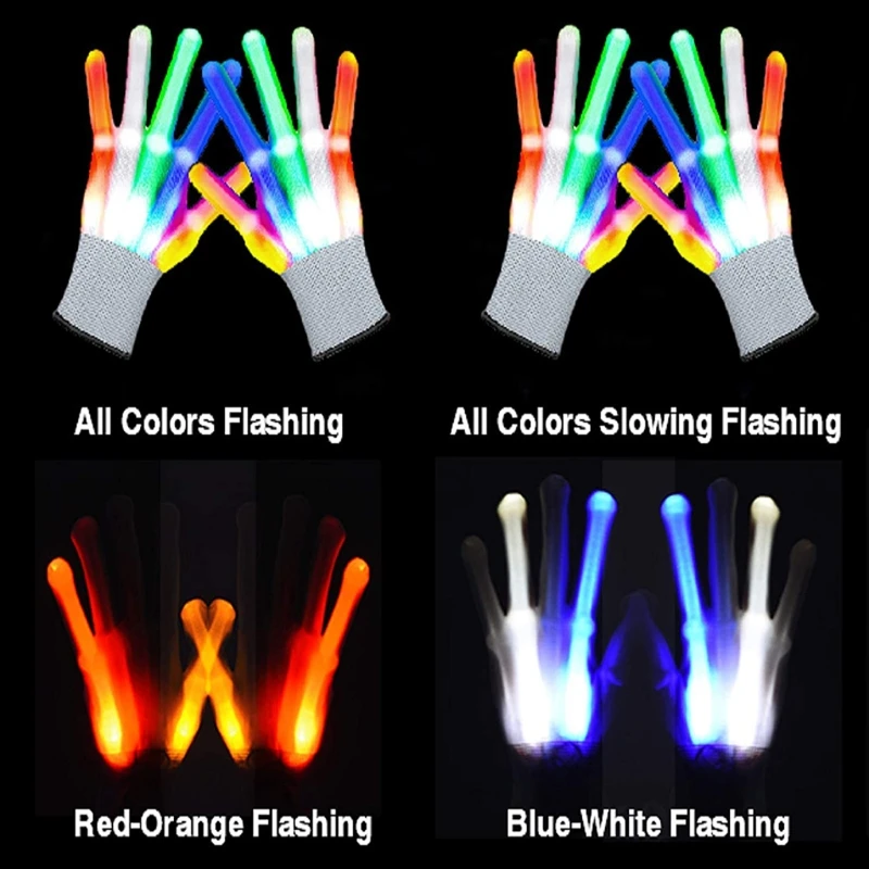 

P8DB LED Gloves Luminous Flashing Finger Light Colorful Light Up Gloves Novelty Party Supplies Dance Cosplay Costumes