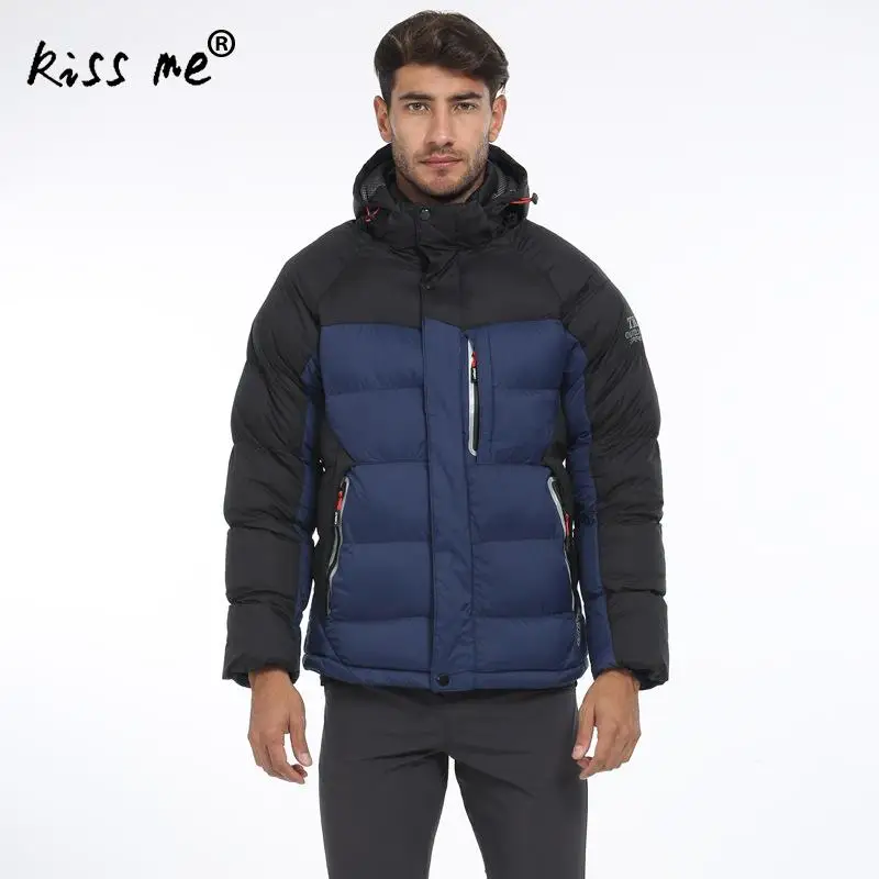 Утолщенный теплый зимний пуховик с капюшоном однотонный ветрозащитный Теплый