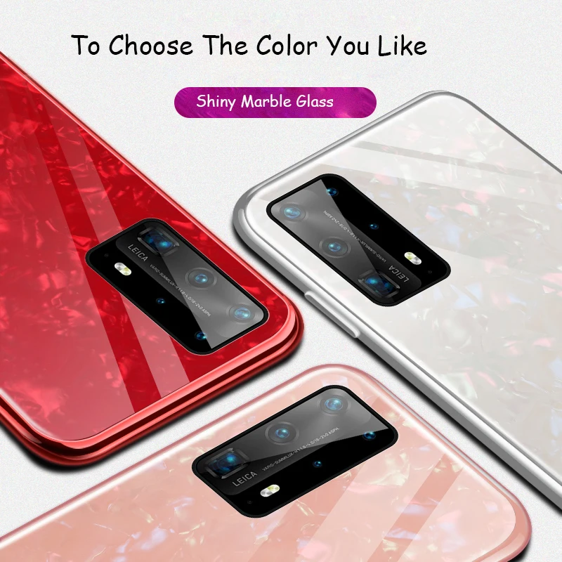 Роскошные Чехлы из закаленного стекла с мраморным рисунком трещин для Huawei P40 Pro Mate