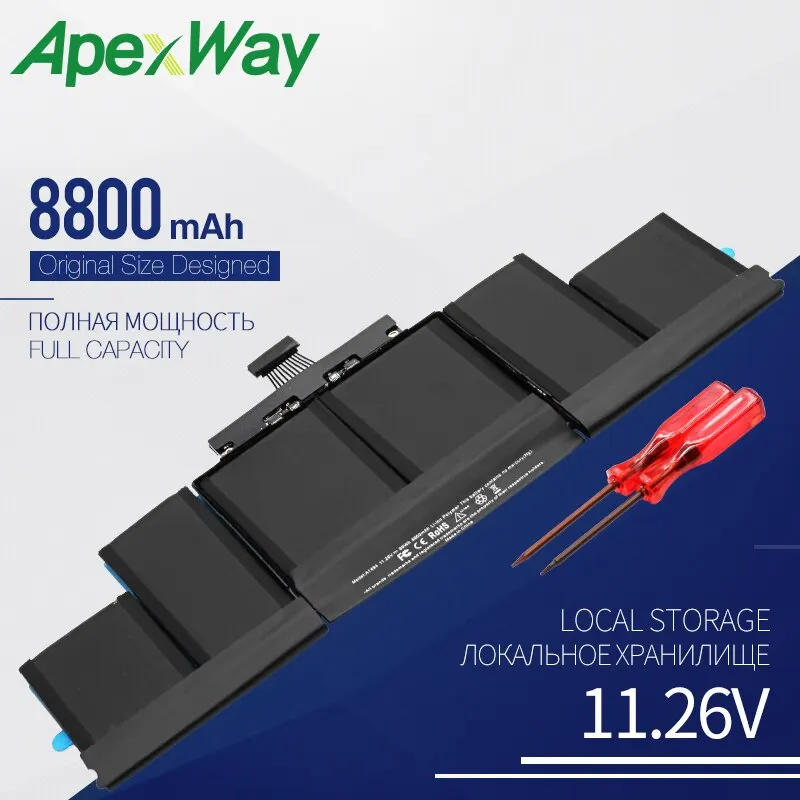 

ApexWay 8800mAh 11.26V New Laptop Battery for Apple Macbook Pro 15" a1398 A1494 Retina Late 2013&Mid 2014 ME293 ME294 Srewdriver