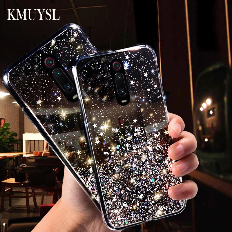 Блестящий Прозрачный чехол для Xiaomi Redmi Note 8 5 6 7 Pro 7A k20 Mi 9 Lite se cc9 CC9e 9t A3 A2 A1 Poco F1
