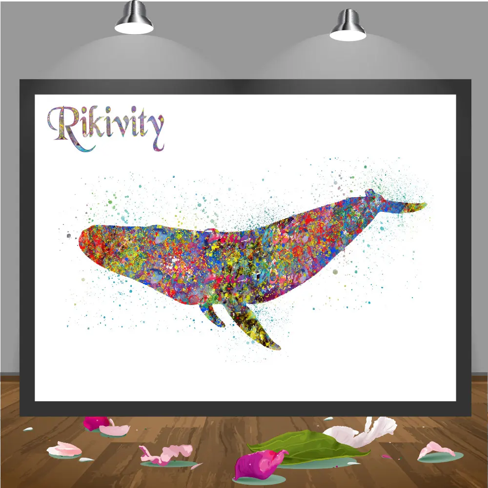 Rikivity оригинальный Humpback Кит Холст Картина животное современное настенное