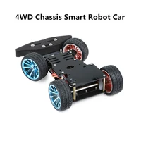 4 wheel diy servo robot car 4wd chassis smart car for arduino car platform with metal servo bearing kit steering gear control