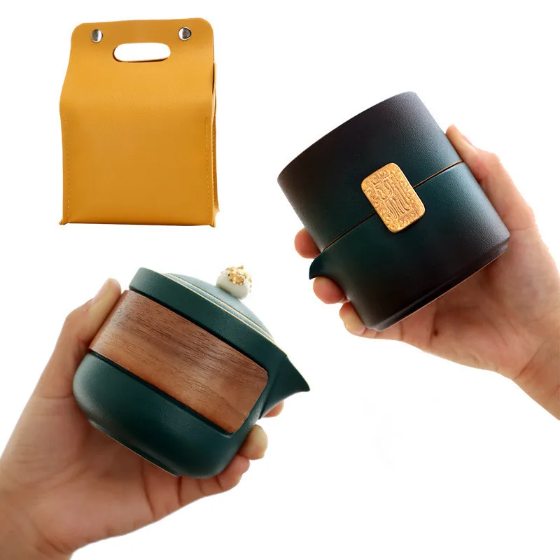 

Керамический дорожный чайный набор, грубая керамика, Портативный многоцветный дизайнерский деловой подарок, чайная посуда, наружный семей...