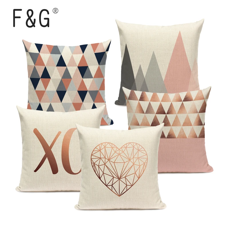 Nordic геометрический Подушка Чехол Обложка розовый Золотой геометрической формы