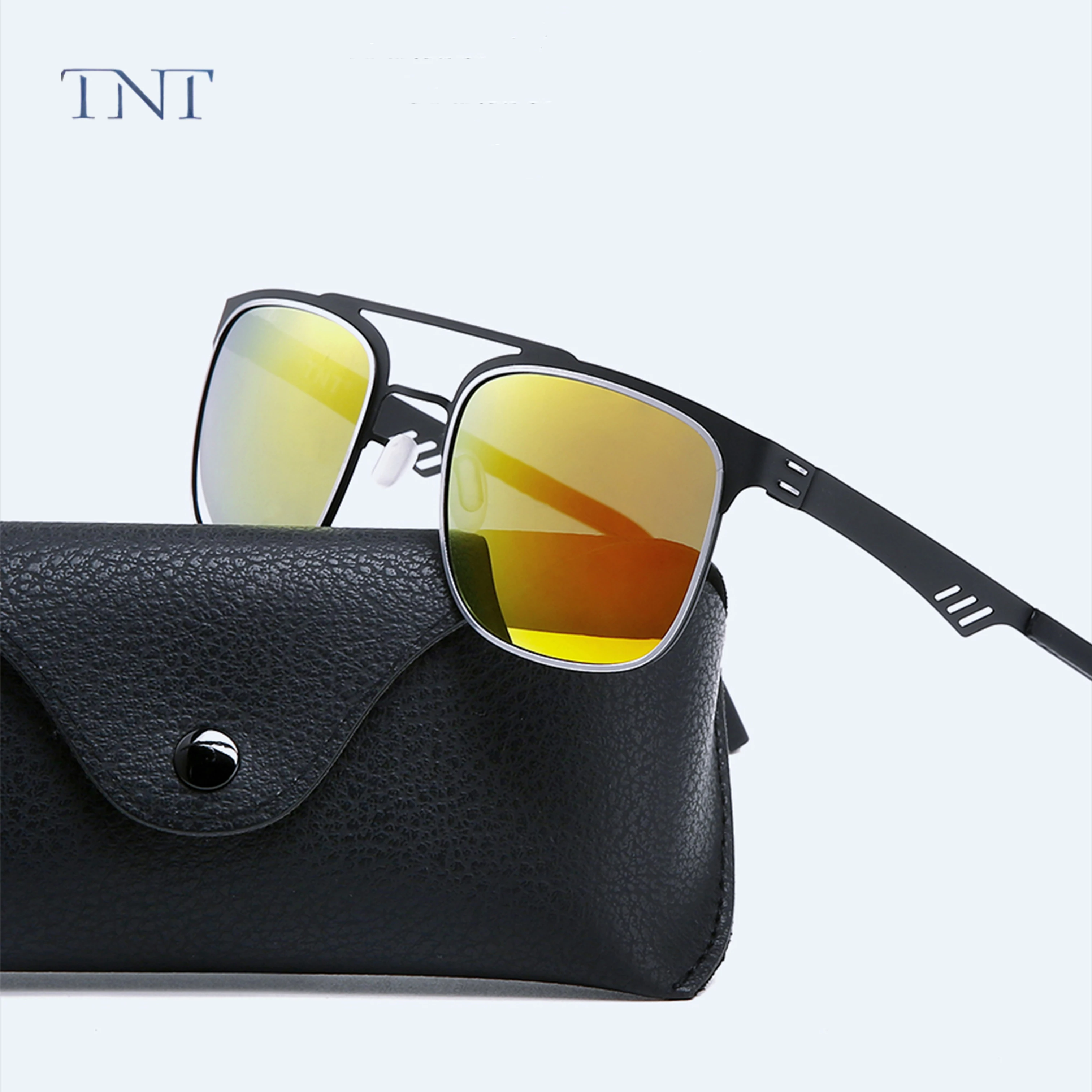 TNT винтажные классические квадратные мужские солнцезащитные очки из нержавеющей