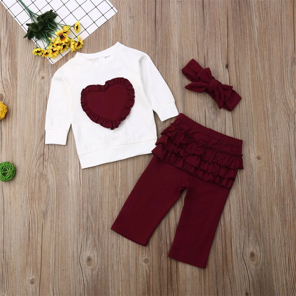Emmababy комплект одежды из 3 предметов для маленьких девочек, Осенний хлопковый свитер с длинными рукавами Топы, штаны повязка на голову