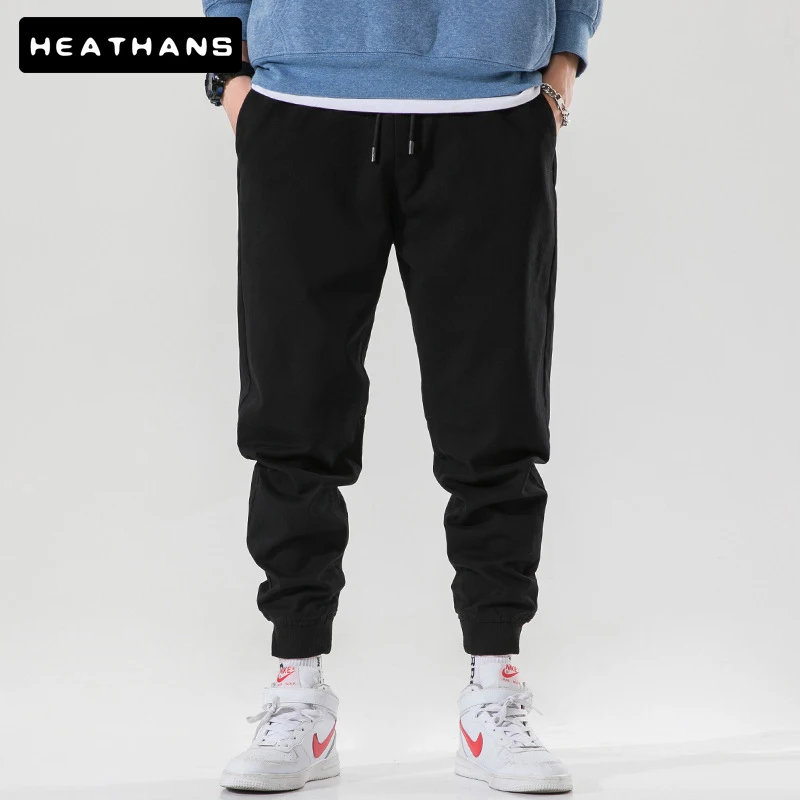 

Men's Sports Trousers Autumn Winter Solid Color Loose Male Pencil Pants Mid Waist Four Seasons Men Casual Elastic Waist Trousers