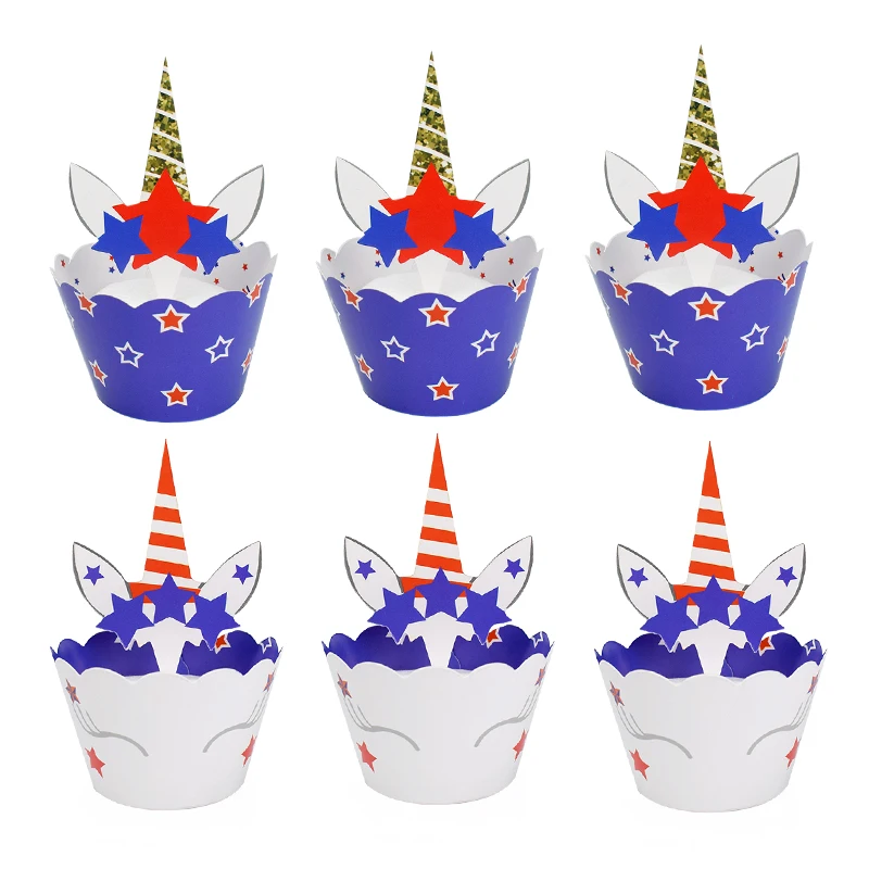 24 шт. в виде радужного единорога торт топперы капкейки упаковочных материалов на